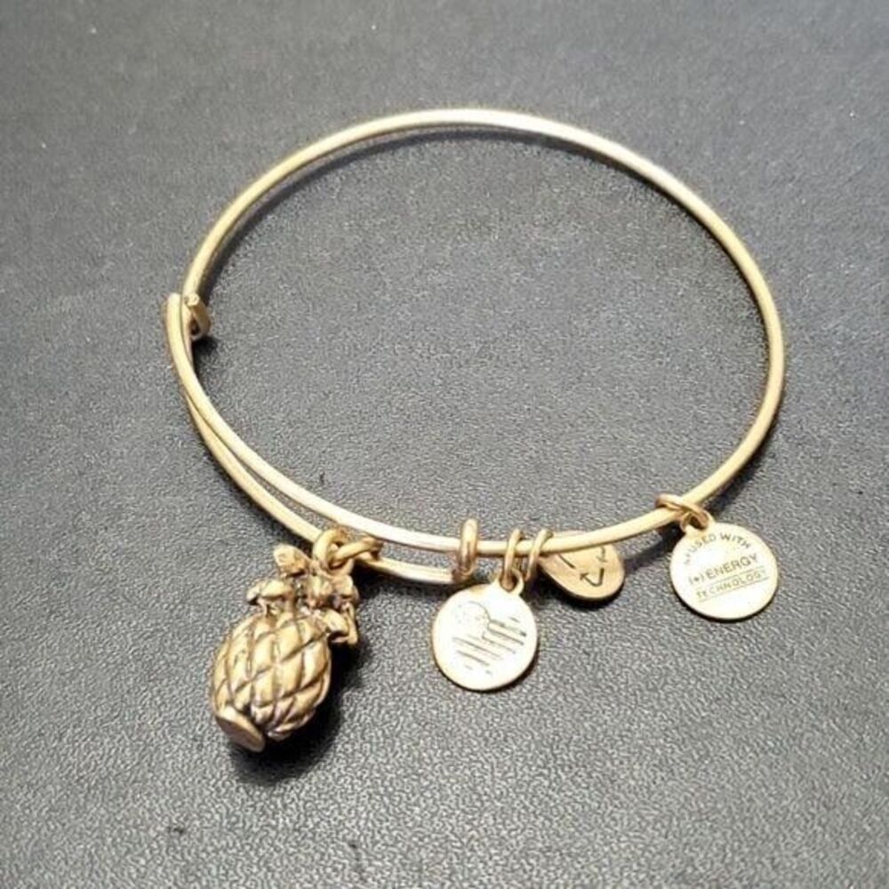 Alex and Ani gold tone pineapple bracelet 7"